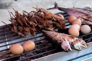 Grillade ägg och squibs. Gott? Grillade ägg och squibs. Gott?